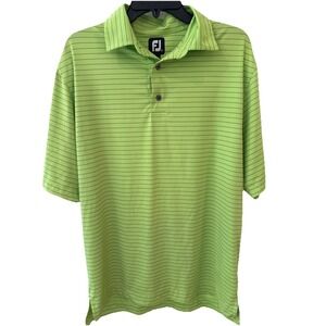 FootJoy Stripe Golf Polo Neon Green Moisture Wicking Performance Athletic Men XL